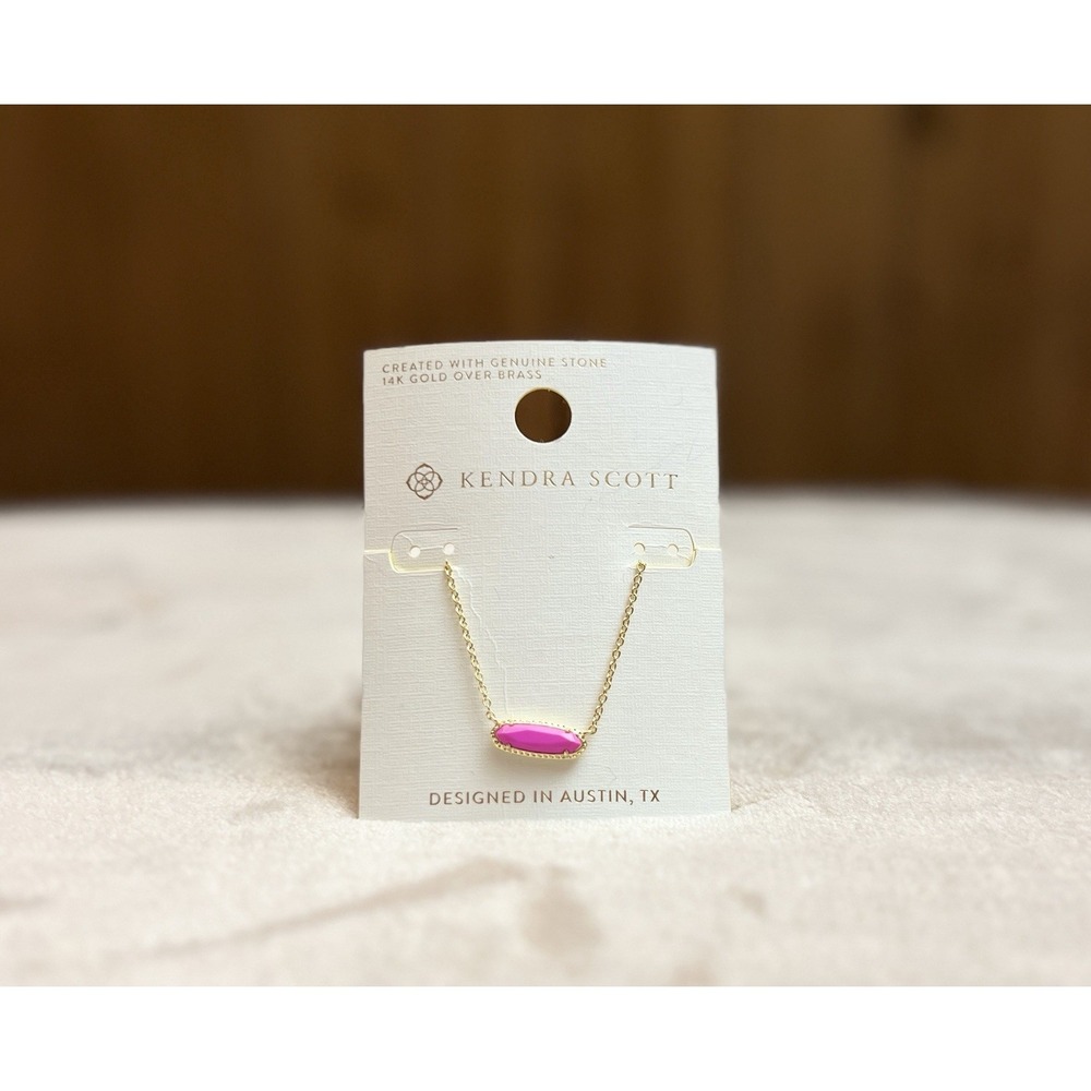 Kendra Scott 14K Gold Brass Eva Long Pendant Necklace with Magenta Magnesite